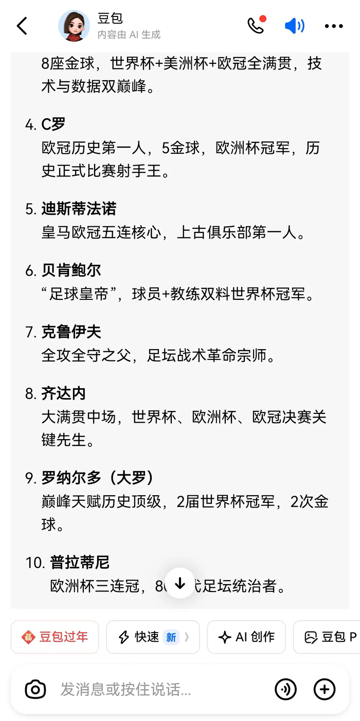 华体会官方入口-豆包发布足坛历史排名引热议|克里斯蒂亚诺·罗纳尔多|迭戈.戈丁|迪斯蒂法诺|皇家马德里|FIFA_新浪体育_新浪新闻